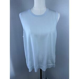 J Crew AT960 Womens Wool CLO Solid Sleeveless Sweater Vest Shell Large New Blue